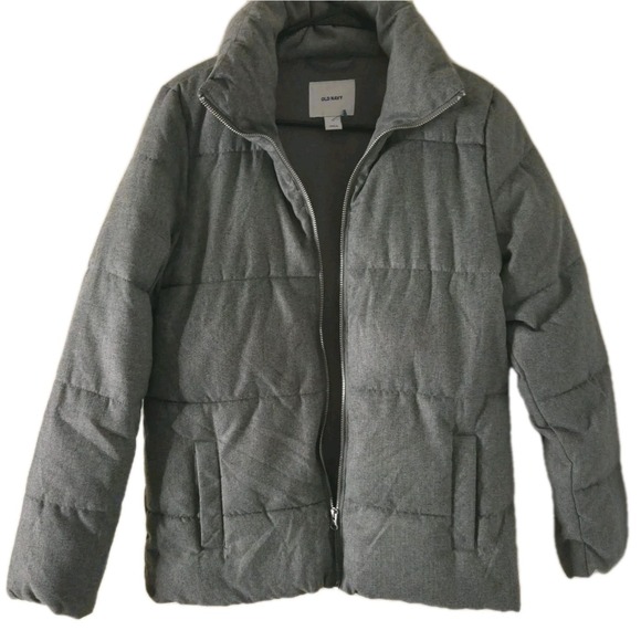Old Navy Wmns XS Heather Gray Quilted Puffer Jacket Lightweight Zip Winter Coat - Picture 2 of 8